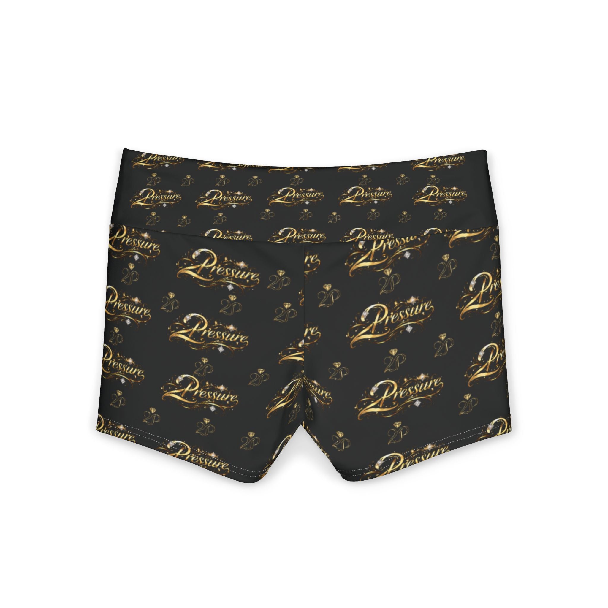 Dreamer Gold Script Yoga Shorts — Women's Metallic Script Activewear