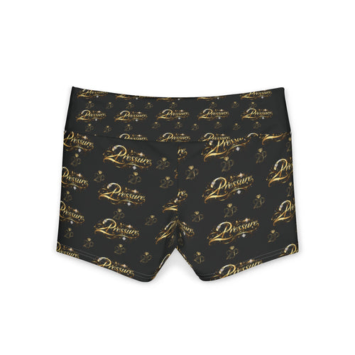 Dreamer Gold Script Yoga Shorts — Women's Metallic Script Activewear