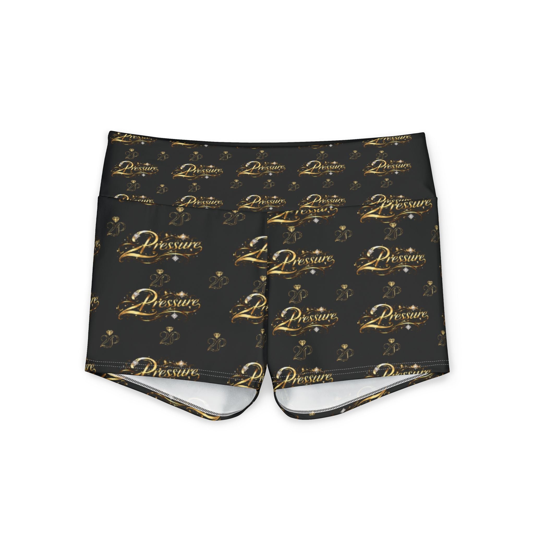 Dreamer Gold Script Yoga Shorts — Women's Metallic Script Activewear